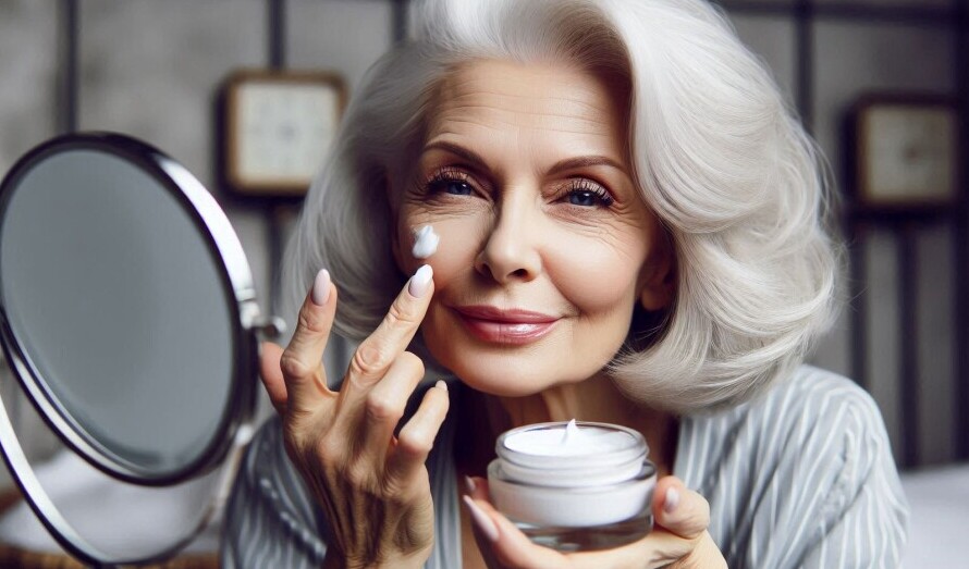 woman applying cream